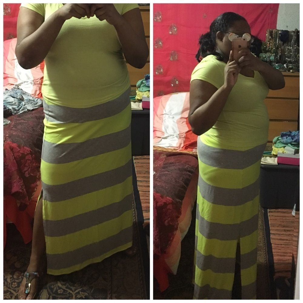 The Limited Neon Yellow & Gray Skirt Sz XL - Picture 2 of 5